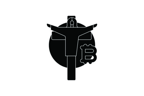 Bitcoin Easter Icon Jesus Black Filled Graphics & Icons