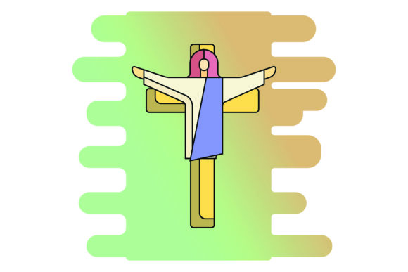Icon Easter Flat Jesus Color Outline Graphics Freebies
